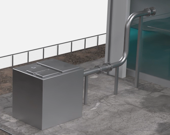 Cooling system water optimisation process animation showing water flow and treatment stages